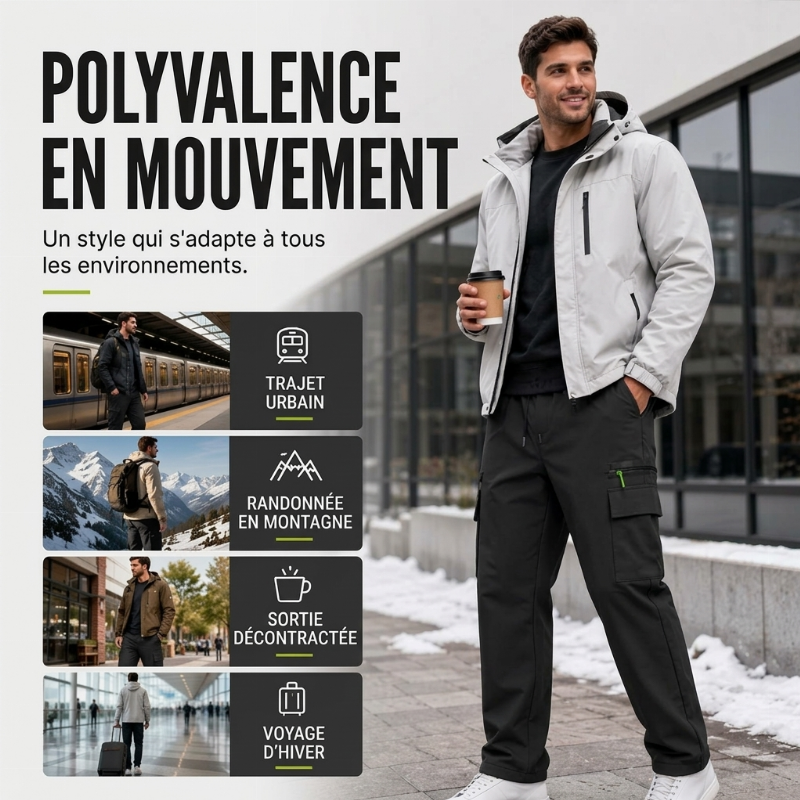 Pantalon thermique coupe-vent d'hiver pour hommes, adapté aux activités de plein air