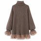 Robe pulls oversize en maille à col montant et bordure volant en tulle