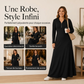 Robe longue en maille côtelée à capuche pour femme