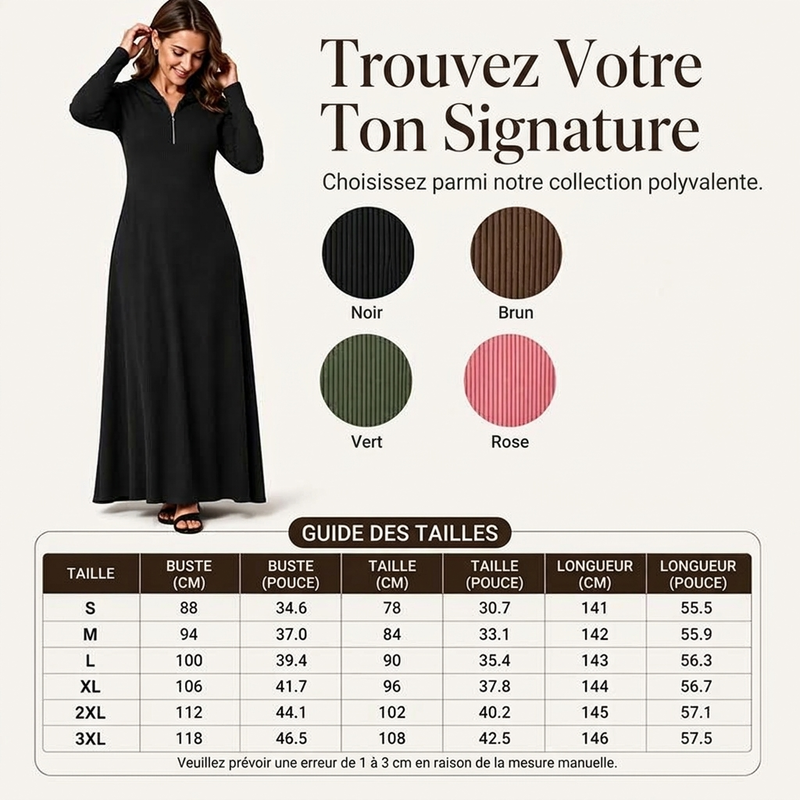 Robe longue en maille côtelée à capuche pour femme
