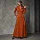 Robe longue en maille côtelée à capuche pour femme