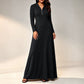 Robe longue en maille côtelée à capuche pour femme