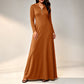 Robe longue en maille côtelée à capuche pour femme
