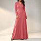 Robe longue en maille côtelée à capuche pour femme