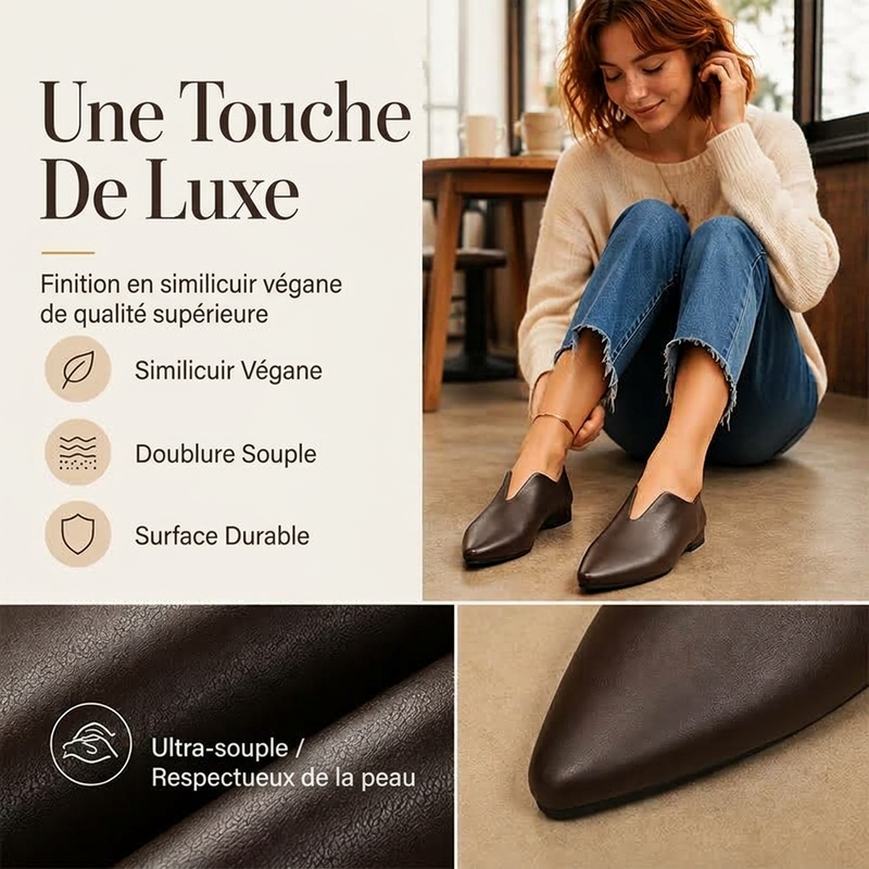 Chaussures plates élégantes pour femme, à bout pointu et découpe en V