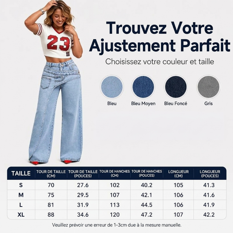 Jeans large à coupe asymétrique superposée tendance pour femmes