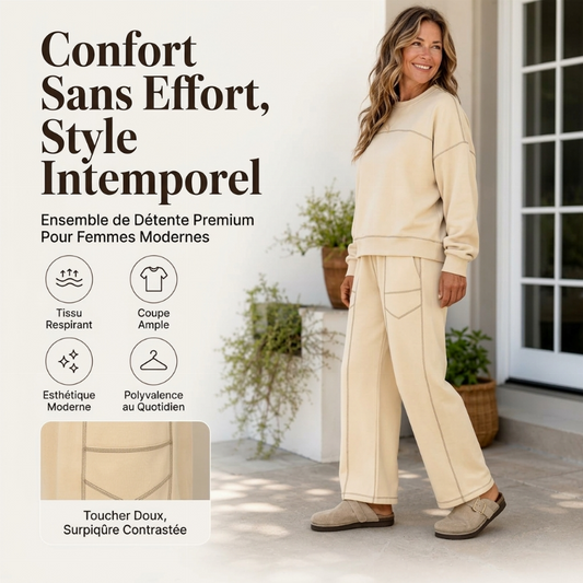Ensemble décontracté femme Sweat-shirt et pantalon à jambes larges