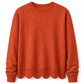 Pull col rond ourlet festonné pour femme