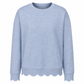 Pull col rond ourlet festonné pour femme