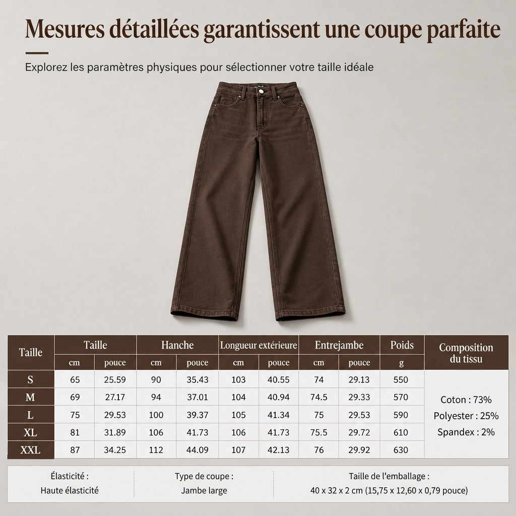 Jean large rétro taille haute pour femme, pantalon en jean fluide long jusqu'au sol