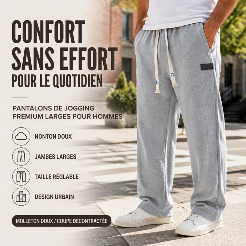 Jogging bas large décontracté pour homme avec poches