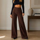Pantalon large taille haute décontracté pour femmes