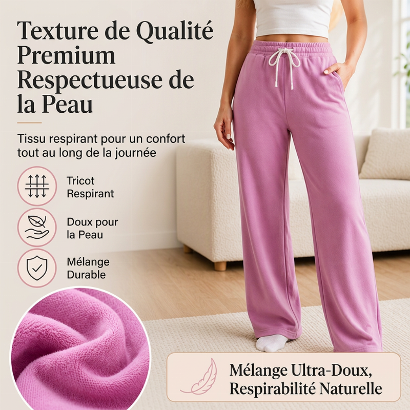 Pantalon de survêtement décontracté à taille haute et jambe large pour femmes