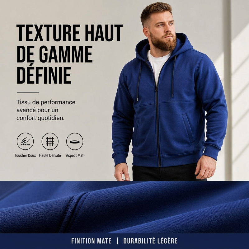 Veste à capuche zippée décontractée et chaude pour homme