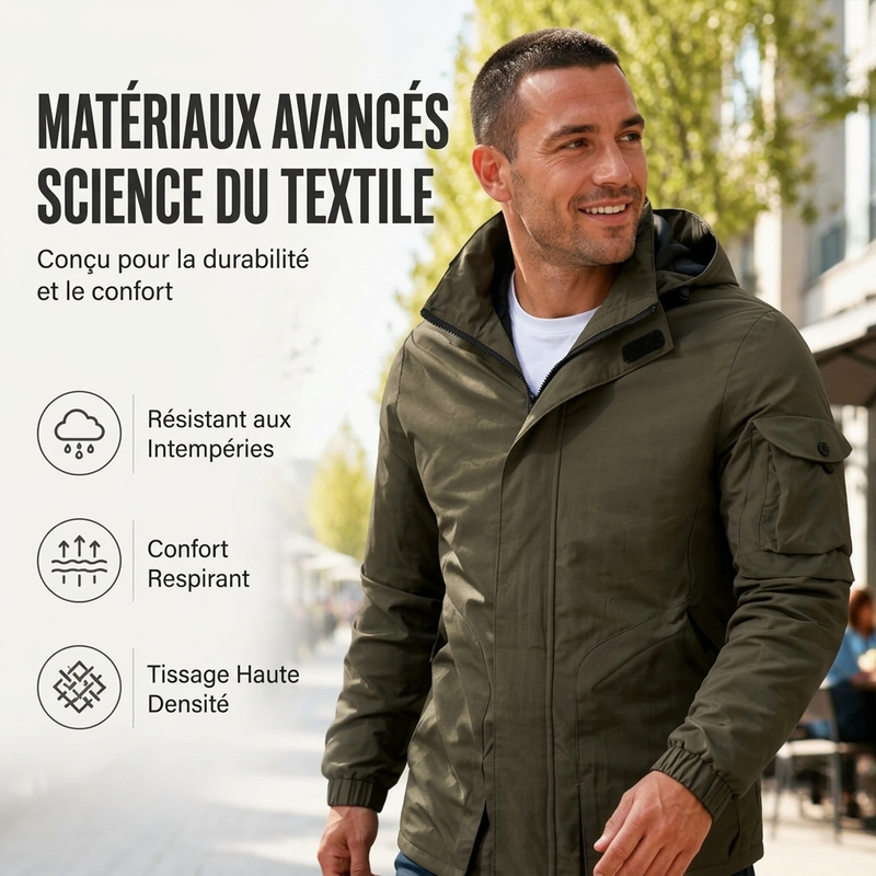 Veste à capuche coupe-vent extérieure pour homme