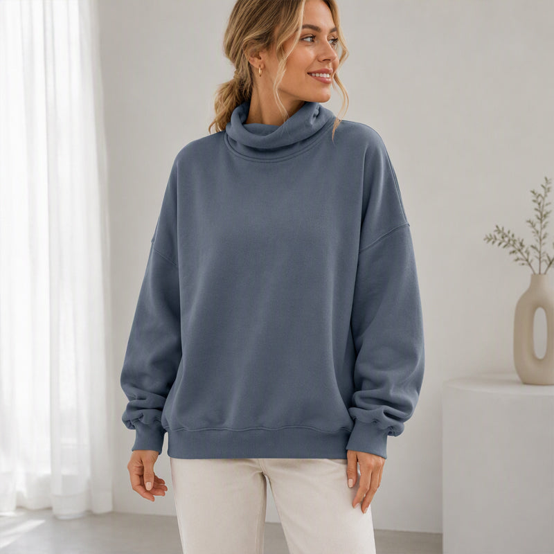 Sweatshirt décontracté à col simulé pour femme
