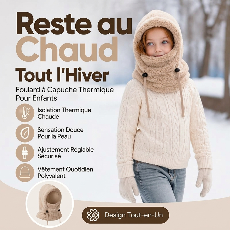 Cagoule de cyclisme thermique et coupe-vent pour enfants
