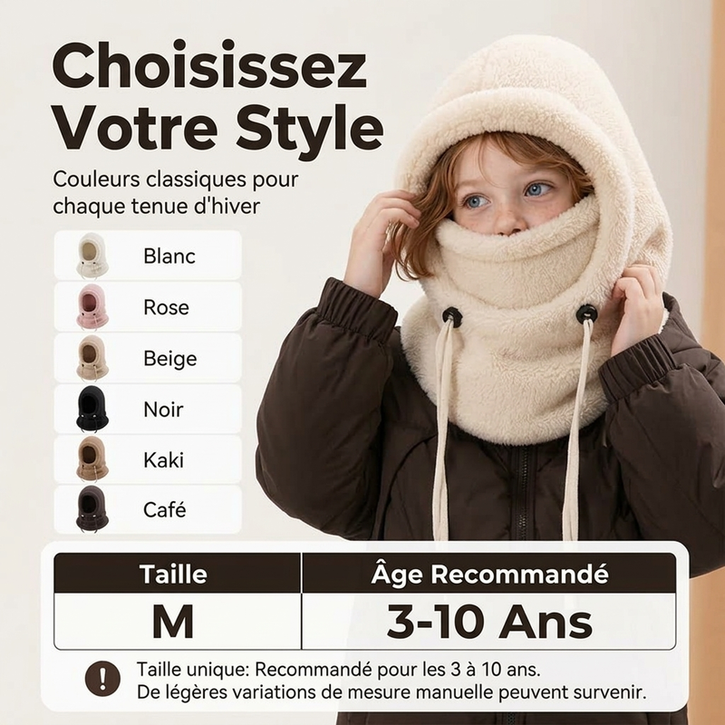 Cagoule de cyclisme thermique et coupe-vent pour enfants