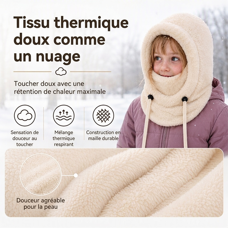 Cagoule de cyclisme thermique et coupe-vent pour enfants