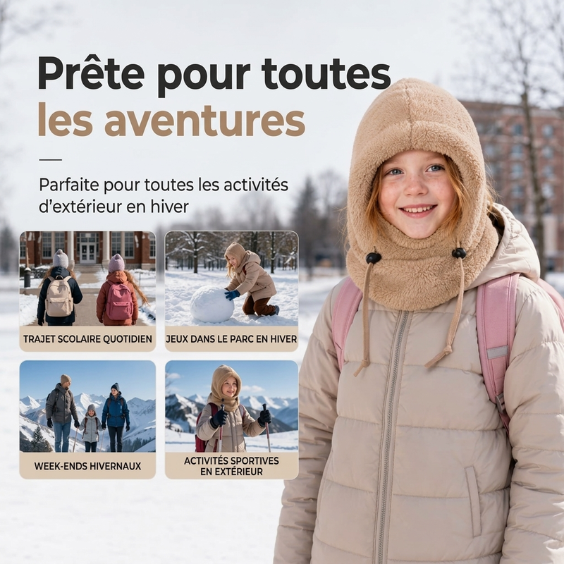 Cagoule de cyclisme thermique et coupe-vent pour enfants