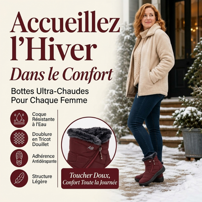 Bottes de neige d'hiver pour femme avec doublure moelleuse