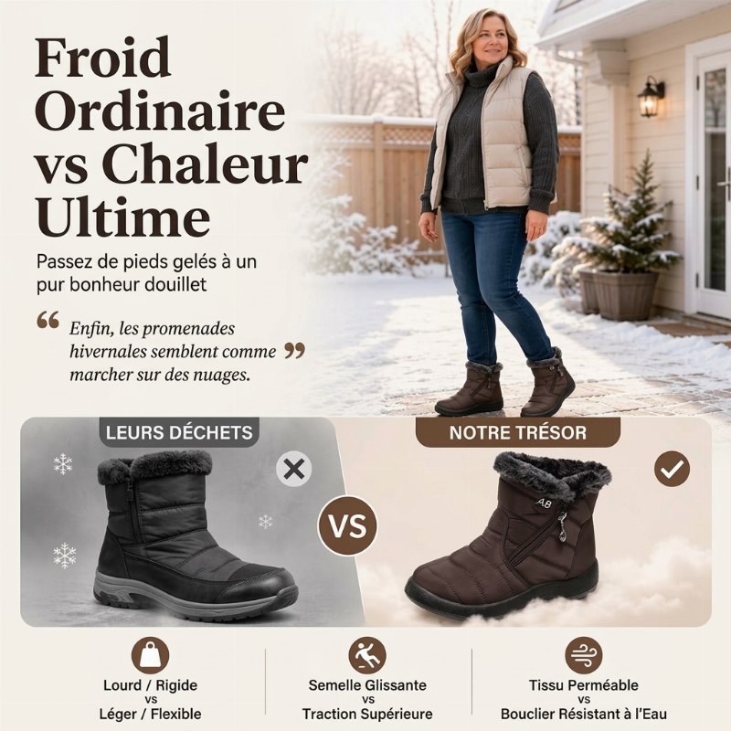 Bottes de neige d'hiver pour femme avec doublure moelleuse