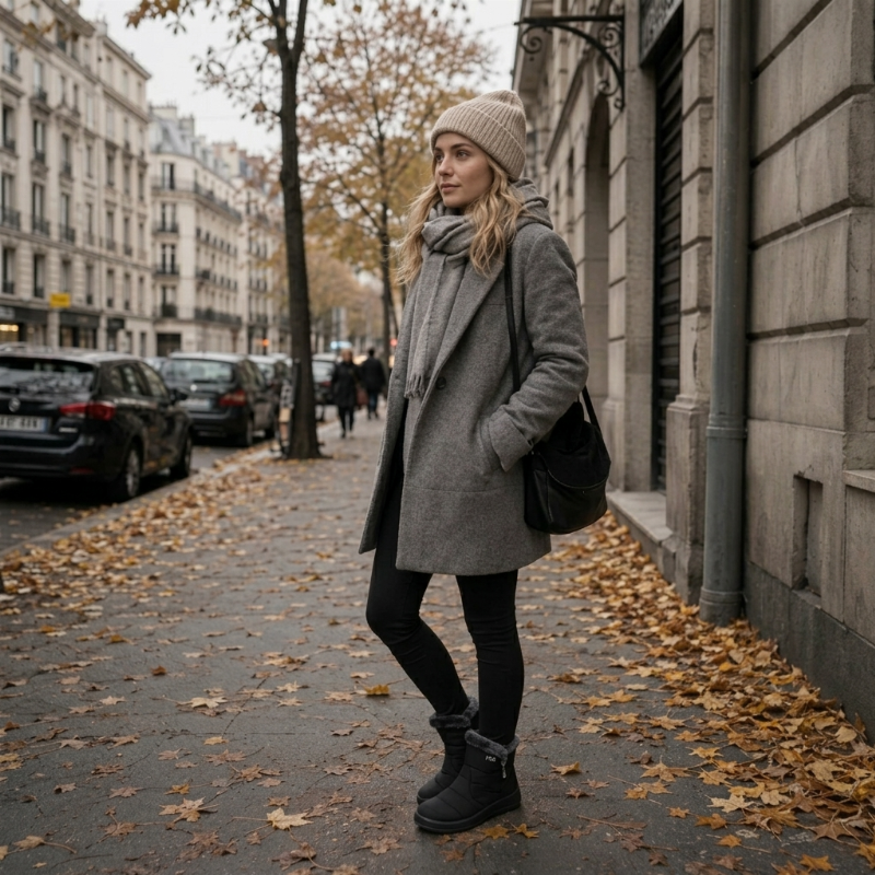 Bottes de neige d'hiver pour femme avec doublure moelleuse