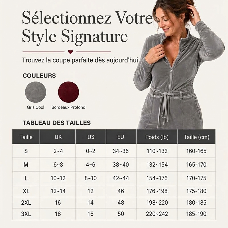 Combinaison en velours chic à col montant pour femme