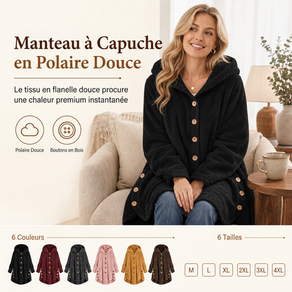 Manteau en peluche doublée polaire asymétrique à boutons, unis pour femme, hiver