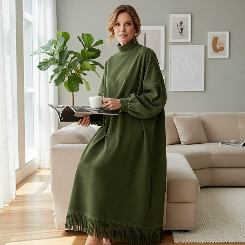 Robe décontractée unie en faux daim pour femme
