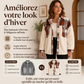 Veste femme à carreaux en peluche avec patchwork et boutonnage