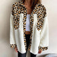 Veste femme à carreaux en peluche avec patchwork et boutonnage
