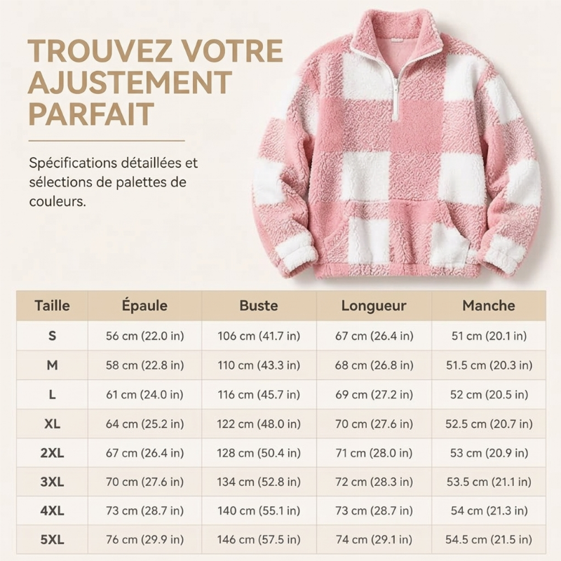Veste Sherpa oversize pour femme à motif à carreaux et patchwork