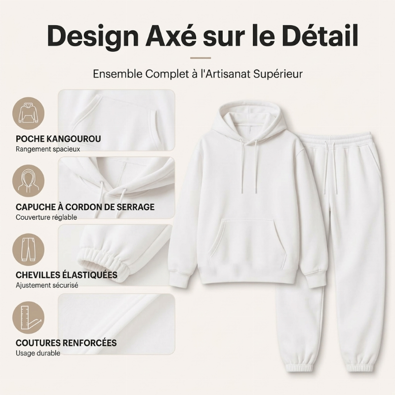 Ensemble 2 pièces femme : sweat à capuche confortable et pantalon de jogging