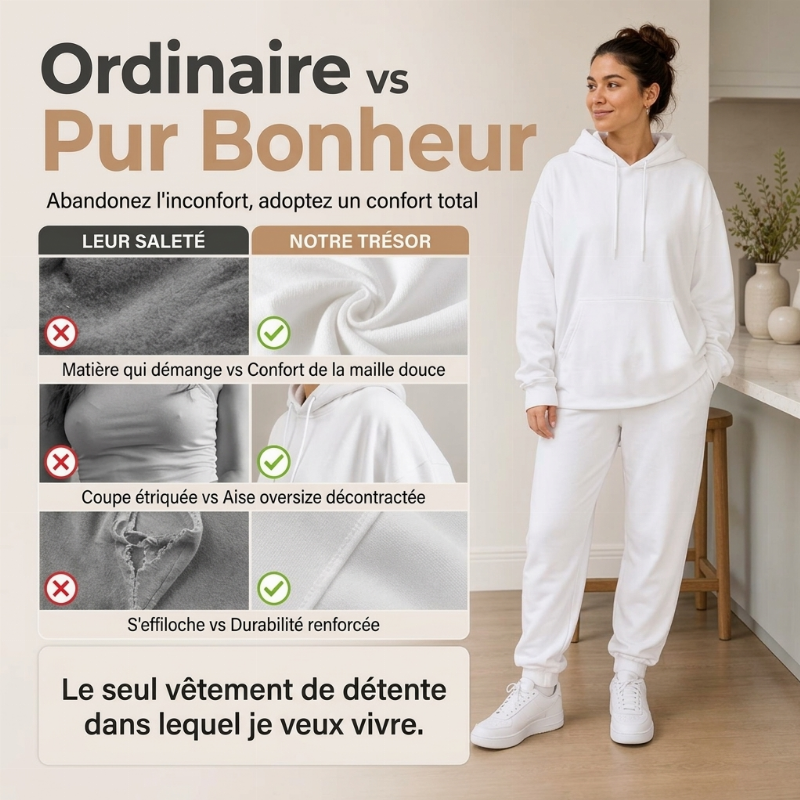 Ensemble 2 pièces femme : sweat à capuche confortable et pantalon de jogging