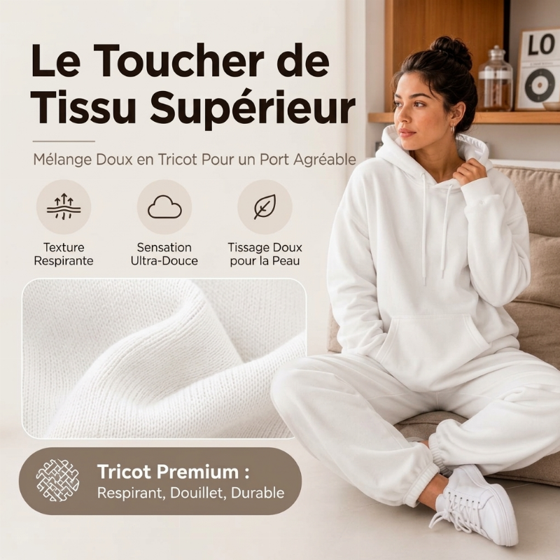 Ensemble 2 pièces femme : sweat à capuche confortable et pantalon de jogging