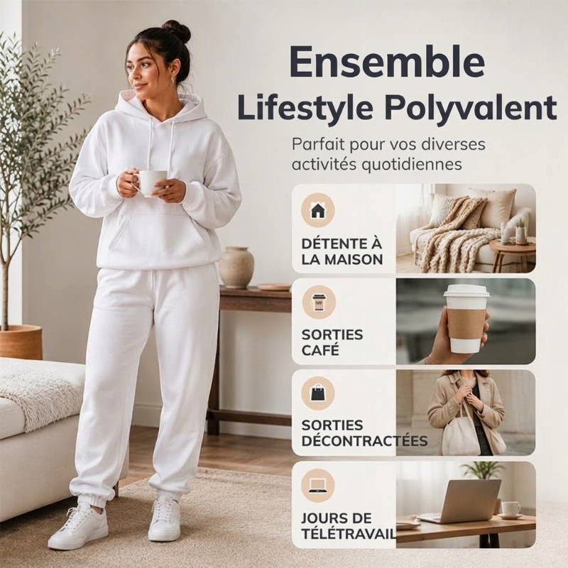 Ensemble 2 pièces femme : sweat à capuche confortable et pantalon de jogging