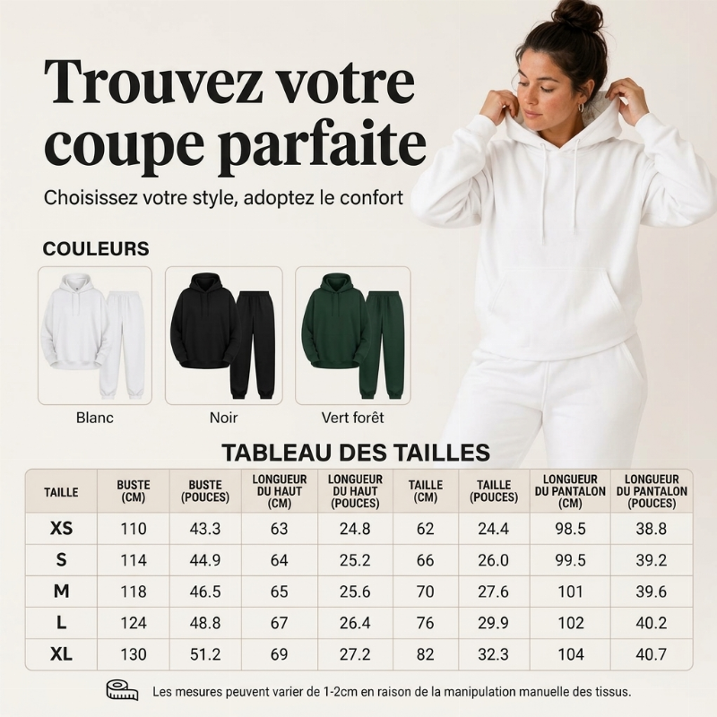 Ensemble 2 pièces femme : sweat à capuche confortable et pantalon de jogging