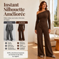 Ensemble femme à épaules dénudées : haut à manches longues et pantalon large