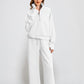 Ensemble Pull-over Zippé à Col Montant et Pantalon à Jambes Larges pour Femme