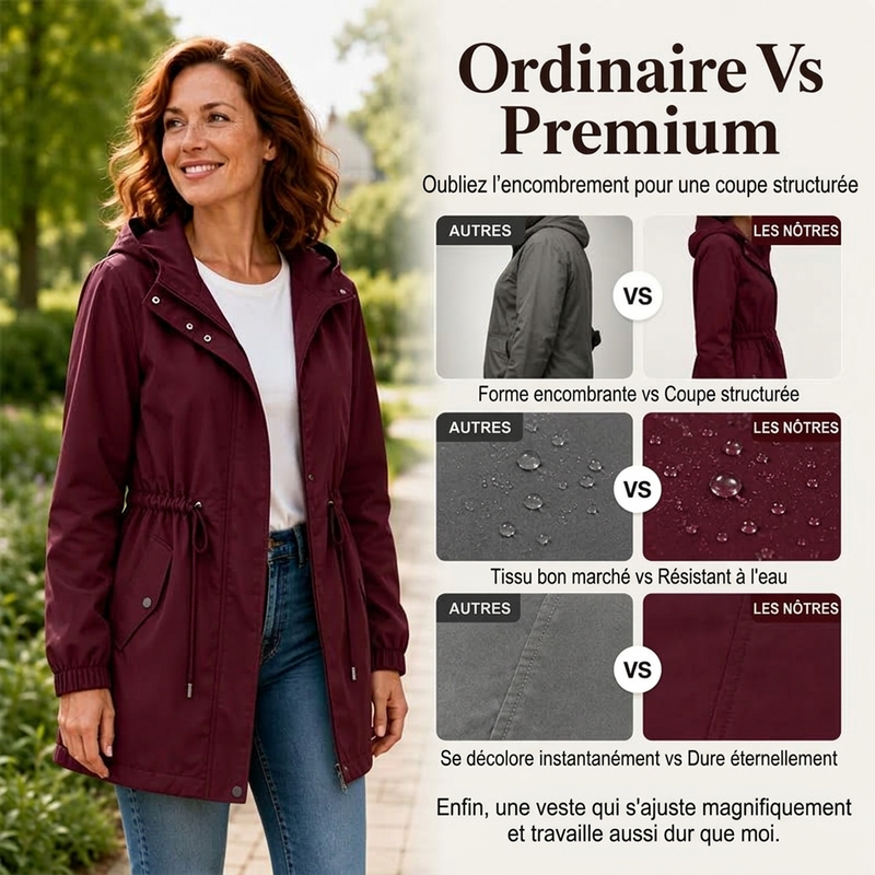 ⏳Liquidation totale⏳Veste coupe-vent à capuche mi-longue pour femme