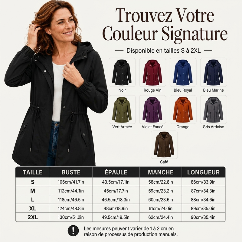 ⏳Liquidation totale⏳Veste coupe-vent à capuche mi-longue pour femme