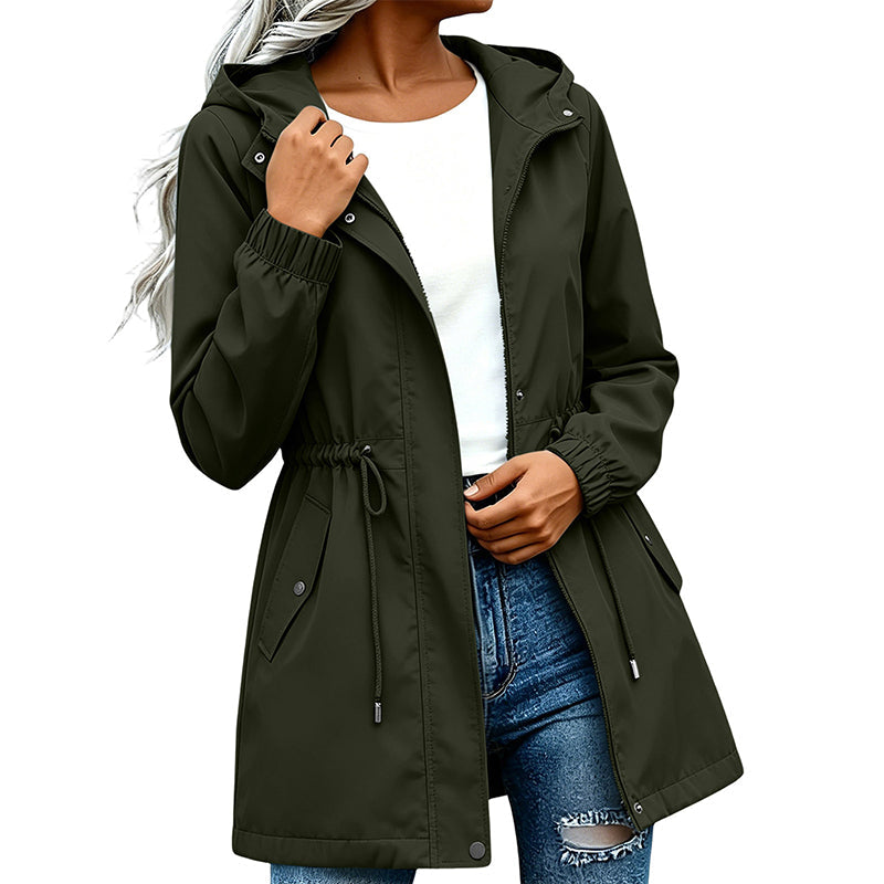 ⏳Liquidation totale⏳Veste coupe-vent à capuche mi-longue pour femme