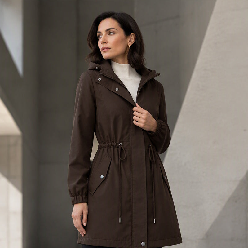 ⏳Liquidation totale⏳Veste coupe-vent à capuche mi-longue pour femme