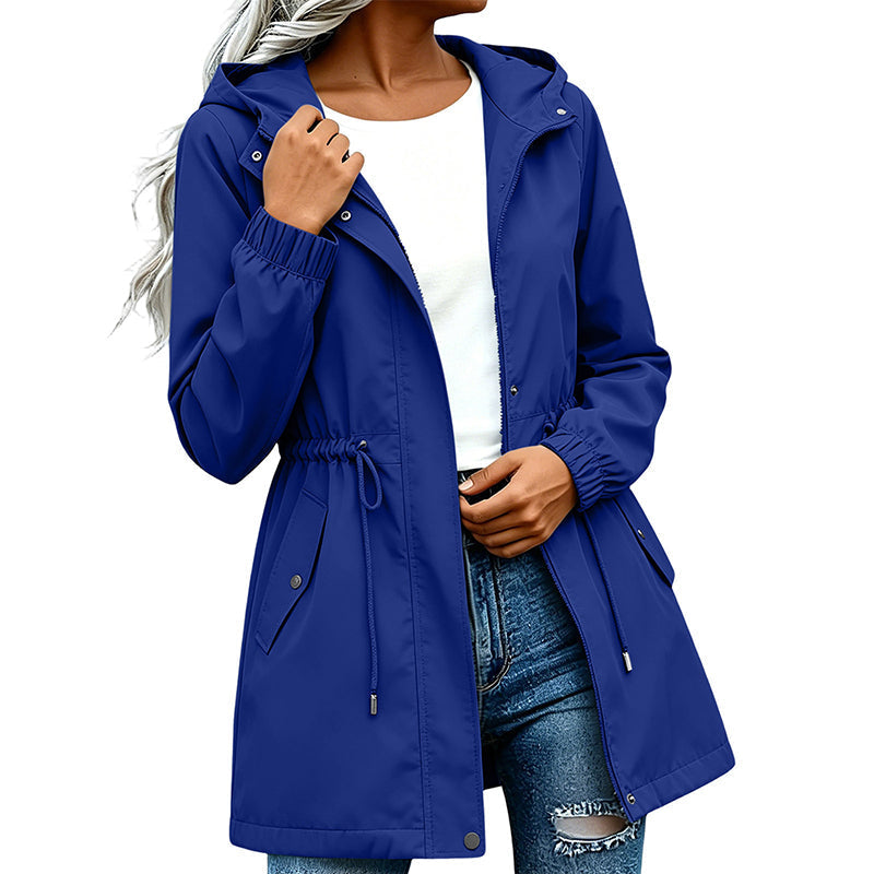 ⏳Liquidation totale⏳Veste coupe-vent à capuche mi-longue pour femme