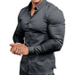 Chemise Boutonnée à Manches Longues à Col Revers de Couleur Unie pour Homme