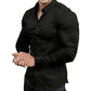 Chemise Boutonnée à Manches Longues à Col Revers de Couleur Unie pour Homme