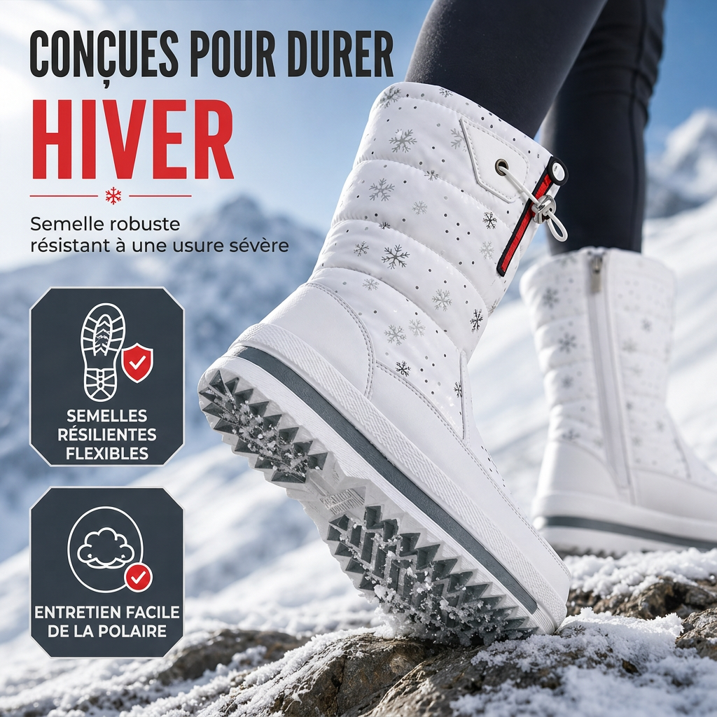 Bottes d'hiver hautes pour femme, bottines de neige imperméables et antidérapantes pour l'extérieur, à semelle épaisse et garnissage en peluche douce