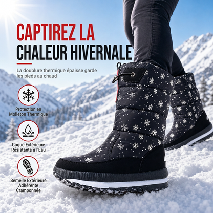 Bottes d'hiver hautes pour femme, bottines de neige imperméables et antidérapantes pour l'extérieur, à semelle épaisse et garnissage en peluche douce