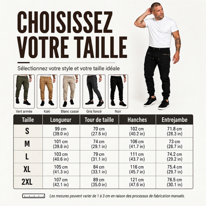 Pantalon cargo décontracté et ajusté pour homme